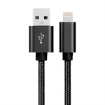 Cheap Nylon Lightning Cable Black - 1 Meter
